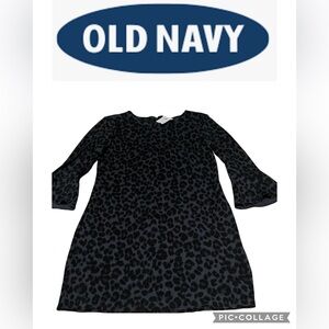 Old Navy Black Leopard Print Long Sleeve Dress